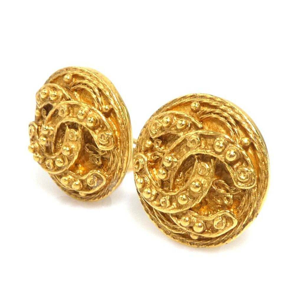 CHANEL Authentic Gold Logo Earrings - Picture 2 of 5